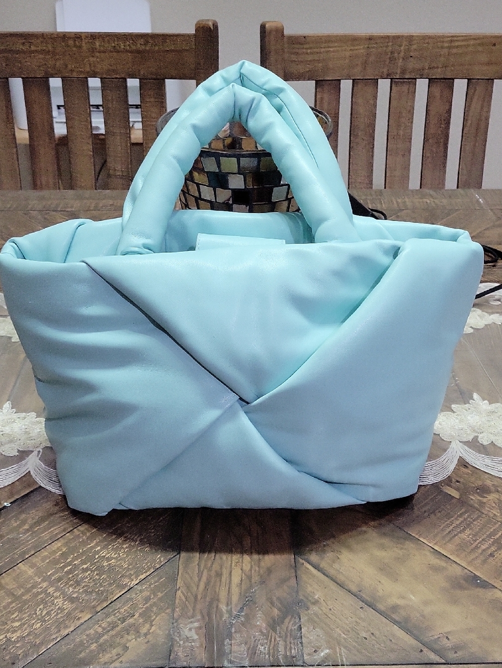 A New Day Light Aqua Quilted Tote with Padded Folded-Front